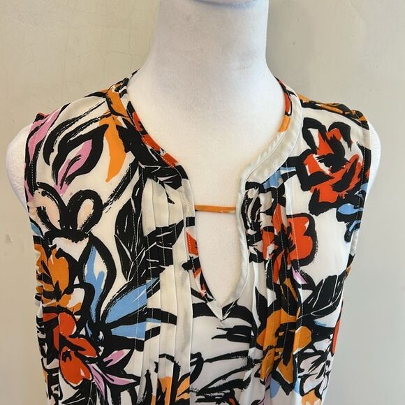 Pleione bold multicolored floral sleeveless blouse Size M EUC - Picture 3 of 10